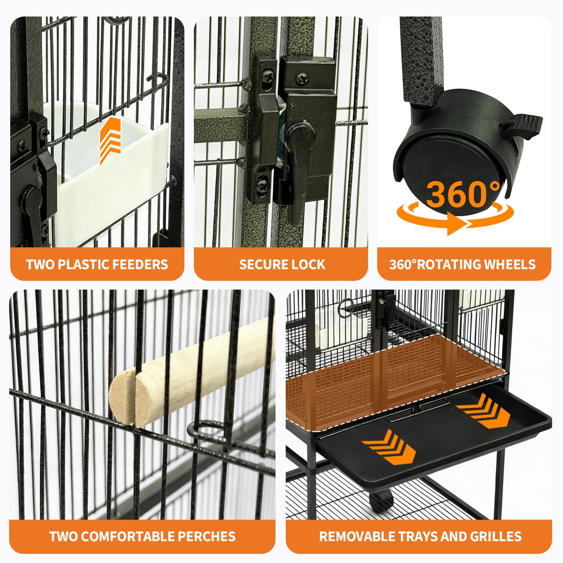 Tucker Murphy Pet – Large Bird Cage with Stand for Parakeets/Parrots/Conures/Lovebirds/Cockatiels