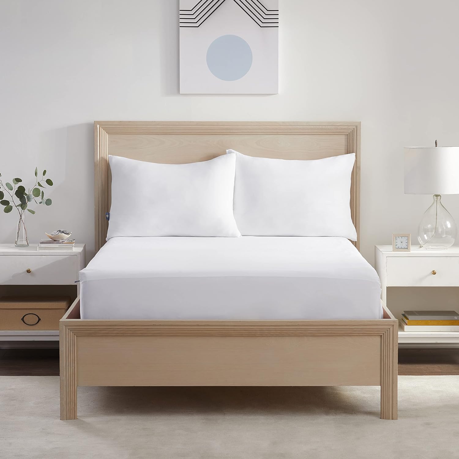Serta Power Chill Full Size Waterproof Mattress Cover, Soft And Breathable Cooling Mattress Protector, 15″ Elastic Deep Pocket For Secure Fit, White