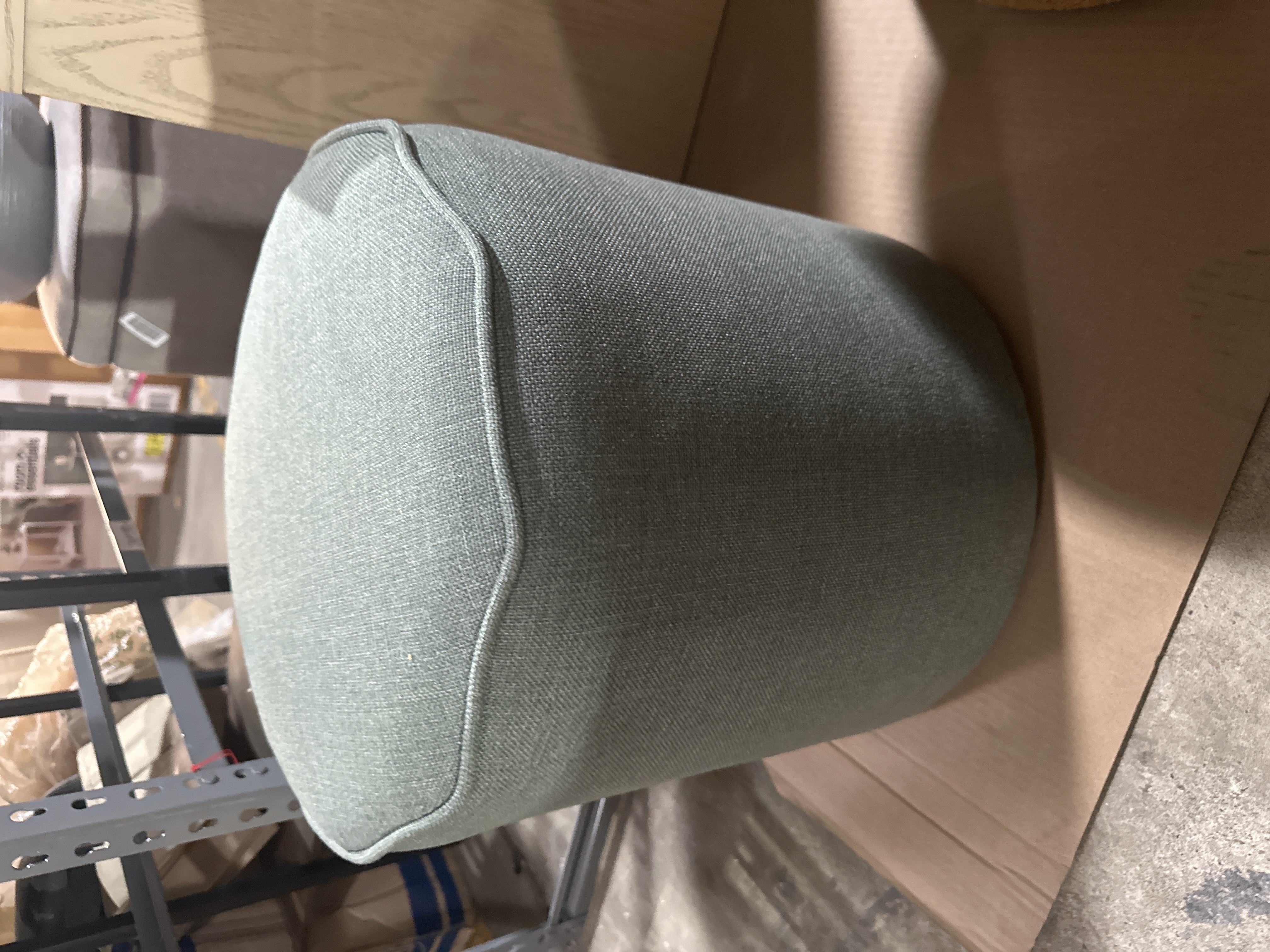 Armoire Cottage Collection Scalloped Ottoman Green Linen