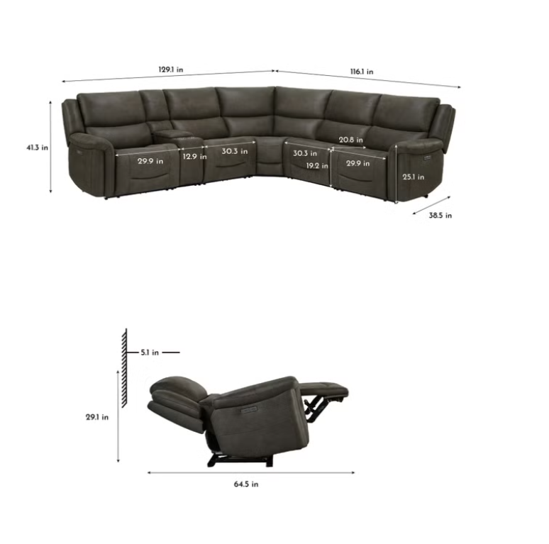 Carlin Fabric Power Reclining Sectional with Power Headrests