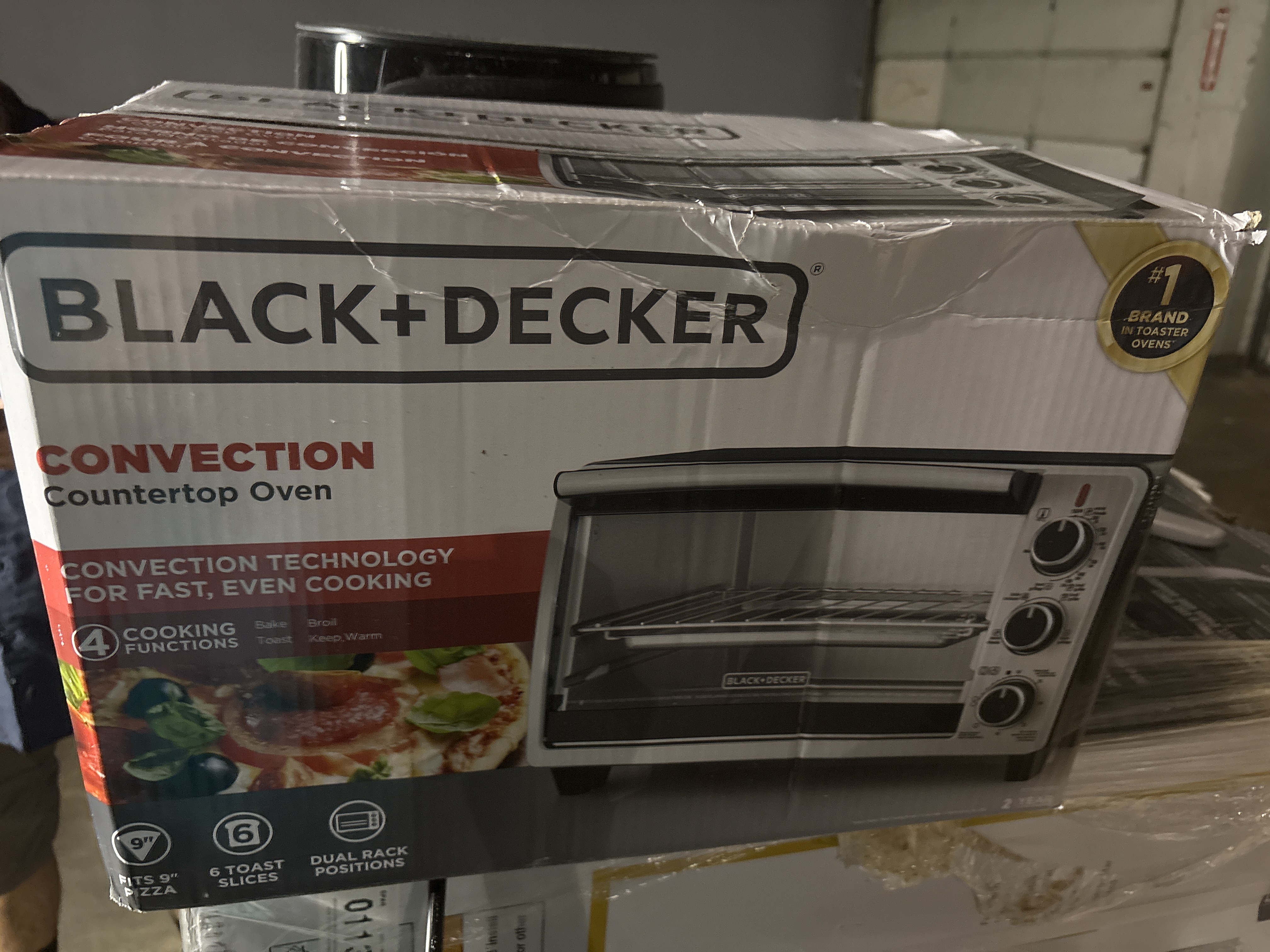BLACK+DECKER 6 Slice Toaster Oven - Black: Countertop, Stainless Steel, Cool Touch, Automatic Shut-Off, 1350W, Crumb Tray