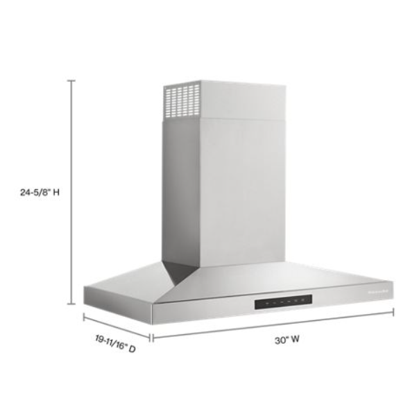 KitchenAid 30" Wall-Mount 4-Speed Canopy Range Hood, Black Ore – KVWC730SBE