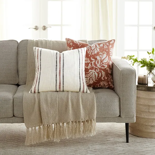 Becky Cameron Cotton Decor Throw Pillow in Framed Stripe