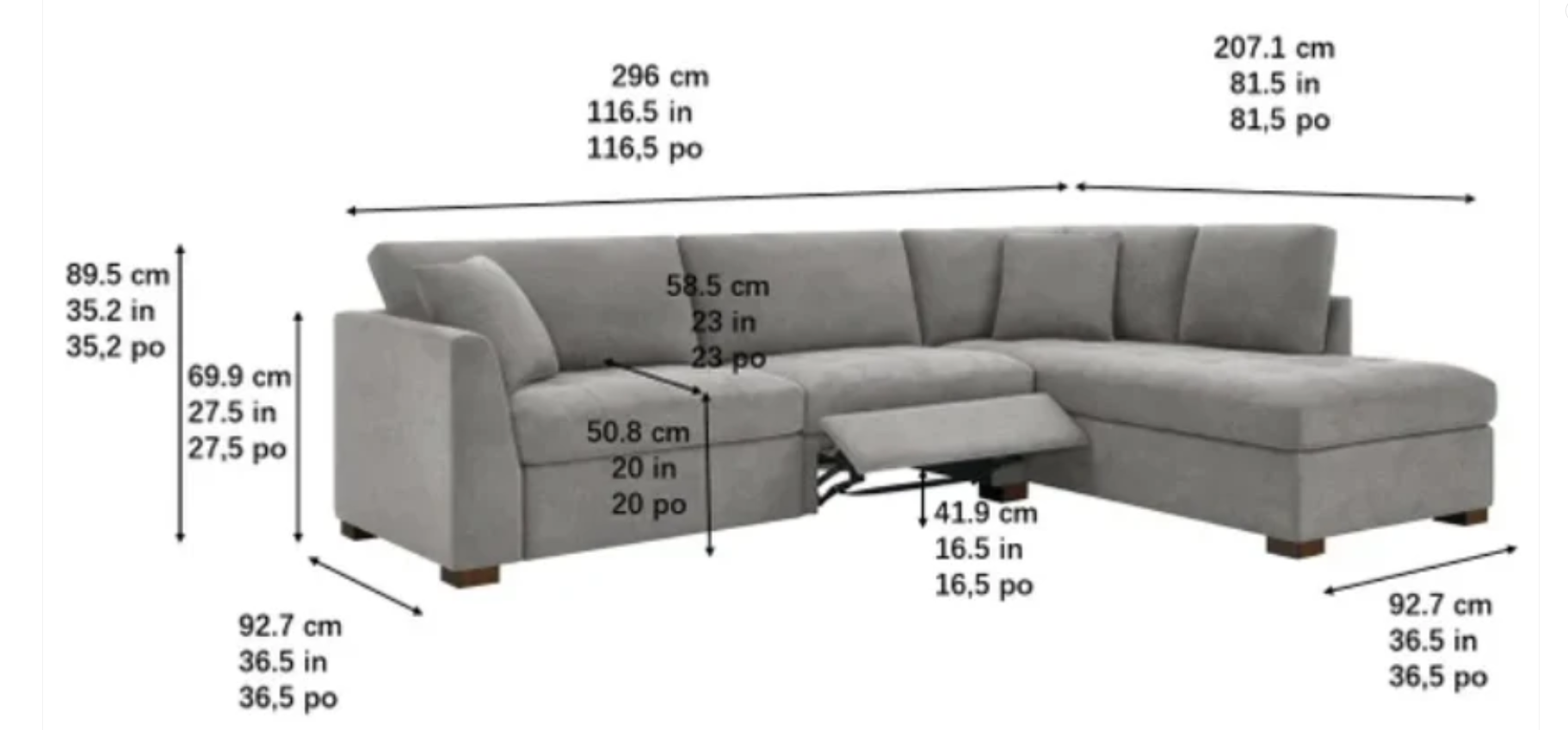 Thomasville Miles Fabric Sectional with Power Footrest