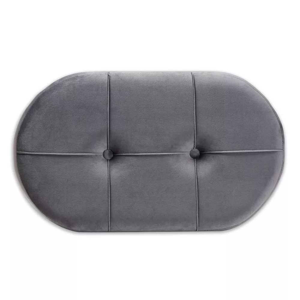 Simone Velvet Upholstered Wood Ottoman Gray/Natural -