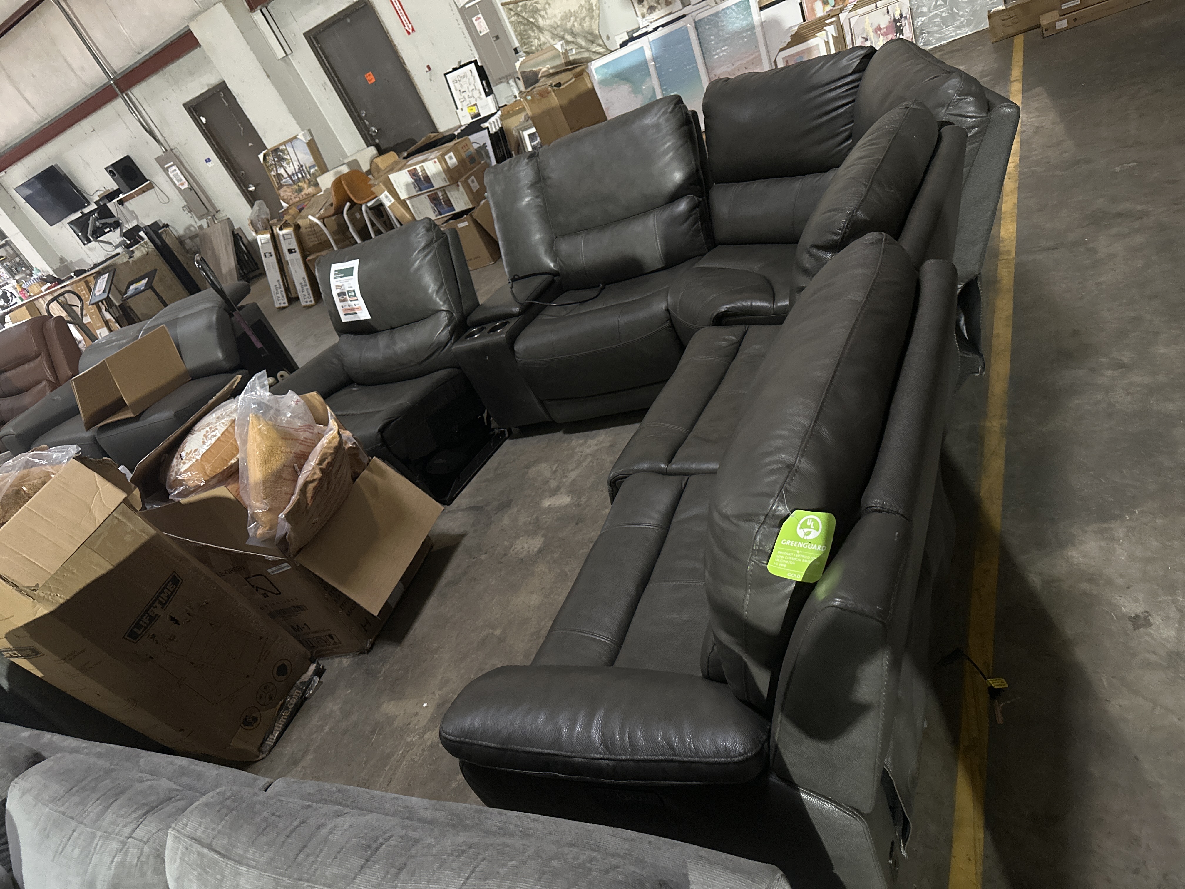 Wylder Leather Power Reclining Sectional with Power Headrests
