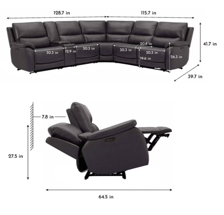 Wylder Leather Power Reclining Sectional with Power Headrests