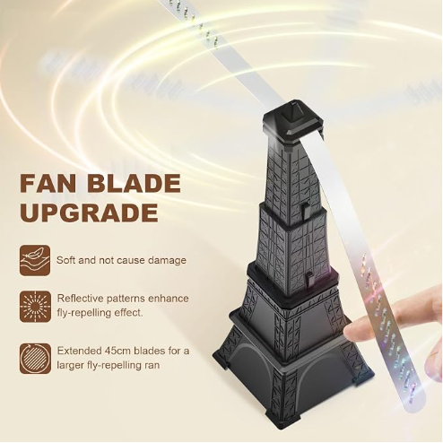 Fly Fans for Tables, 3 Pcs Foldable for Outdoor Tables, Fly Away Bug Repellent Fan Table Top Bug Repellent Fan with Holographic Blades