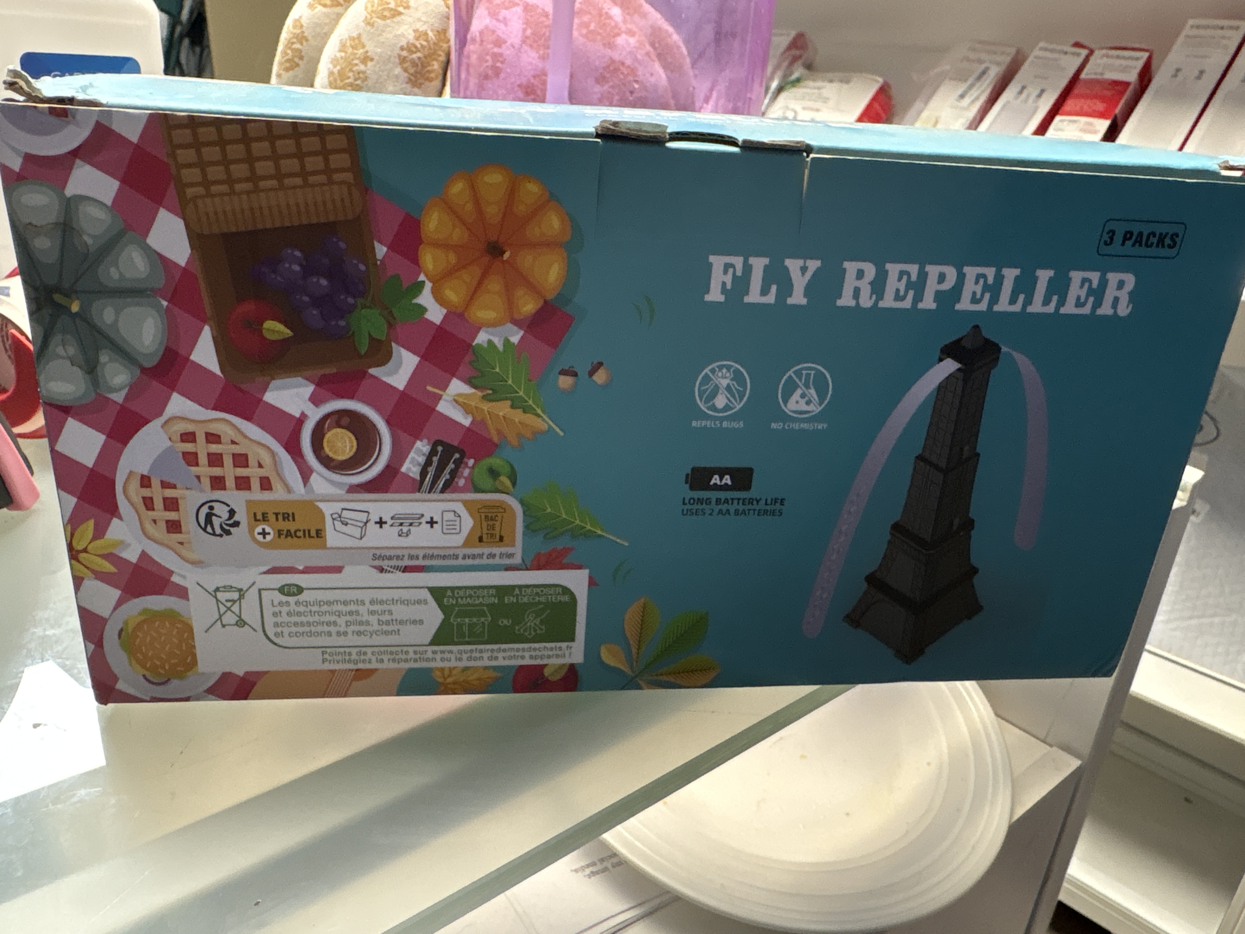 Fly Fans for Tables, 3 Pcs Foldable for Outdoor Tables, Fly Away Bug Repellent Fan Table Top Bug Repellent Fan with Holographic Blades