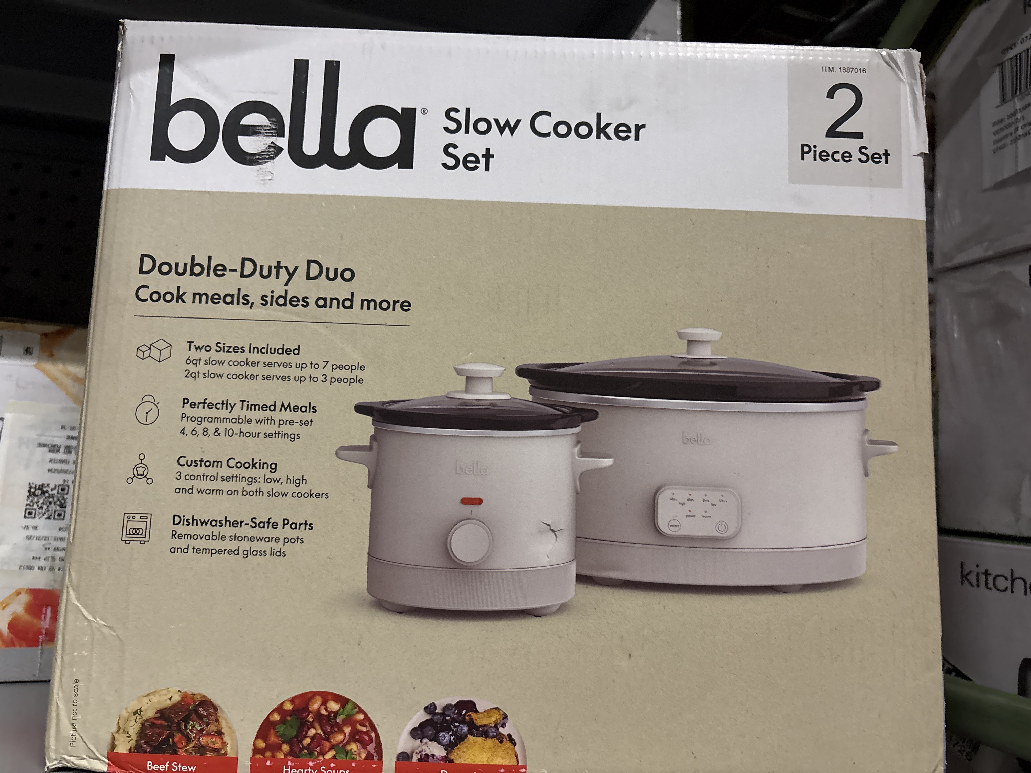 Bella 6-Quart Programmable Slow Cooker With 2-Quart Slow Cooker Set
