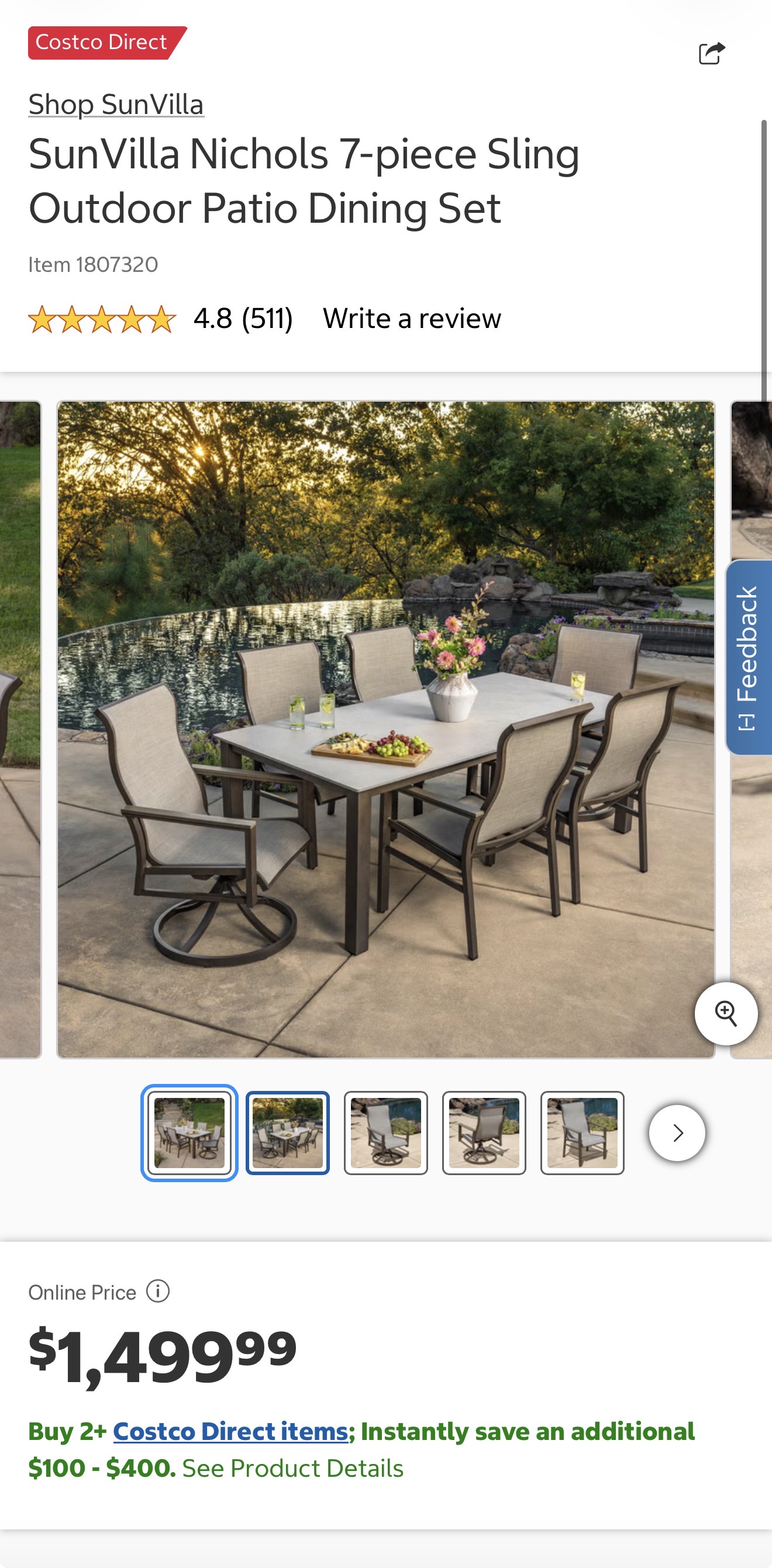 SunVilla Kingston 7-Piece Sling Dining Set