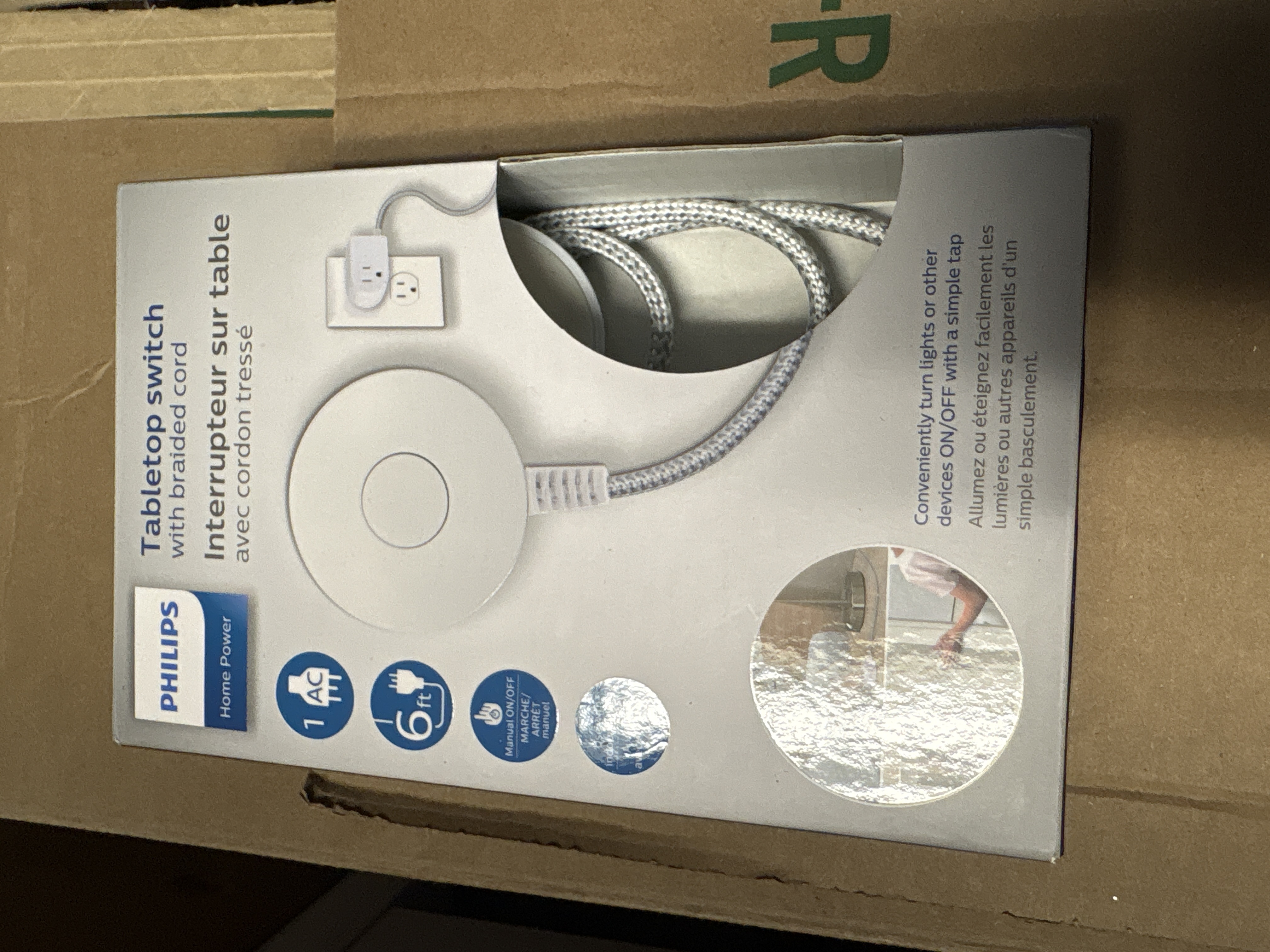 Philips Accessories 6 Ft. Braided Cord Tabletop Power Switch