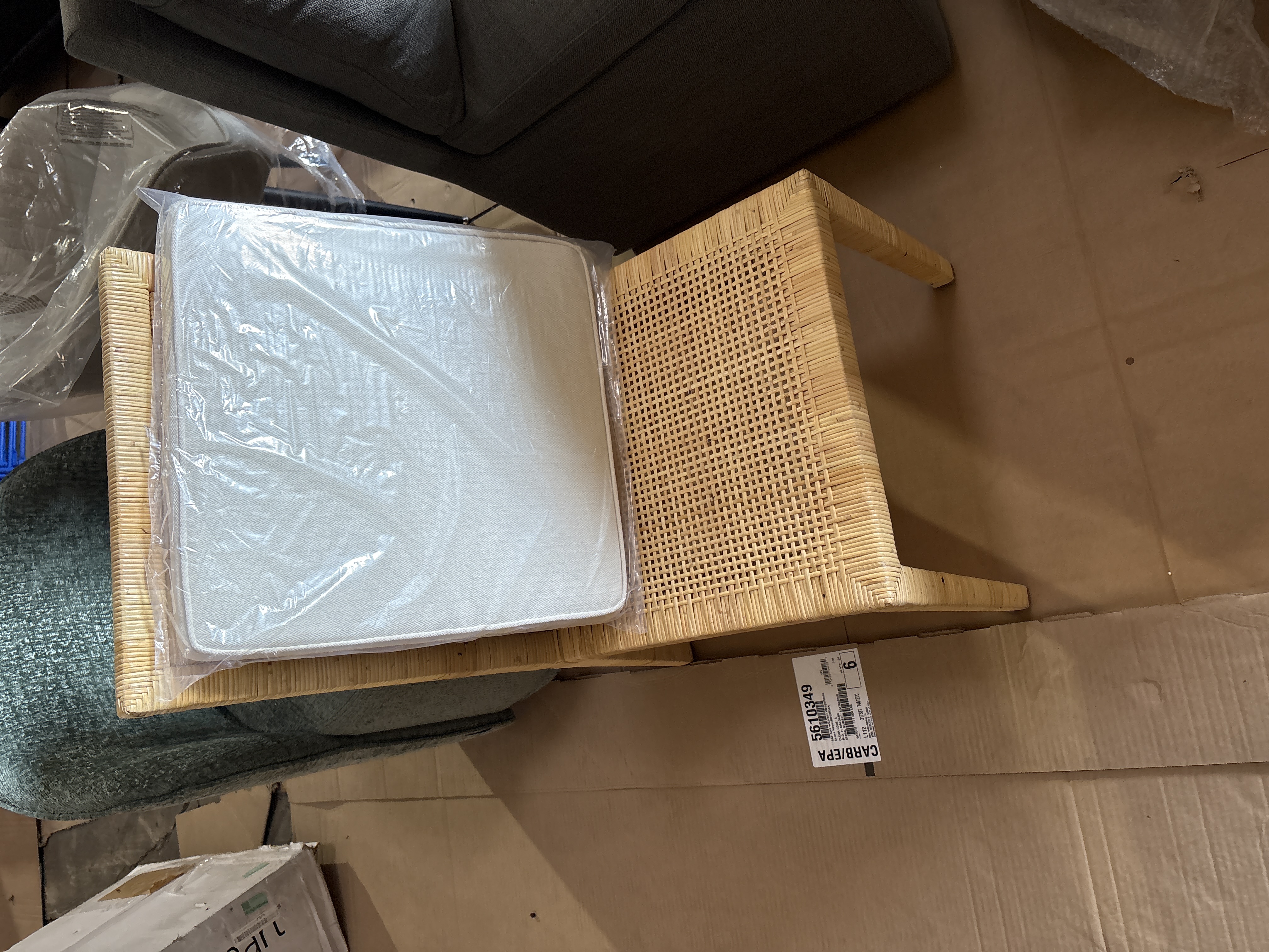 Sofia Wood and Rattan Dining Chair Set Natural/White: Handcrafted, Foam Cushion, No Assembly Required