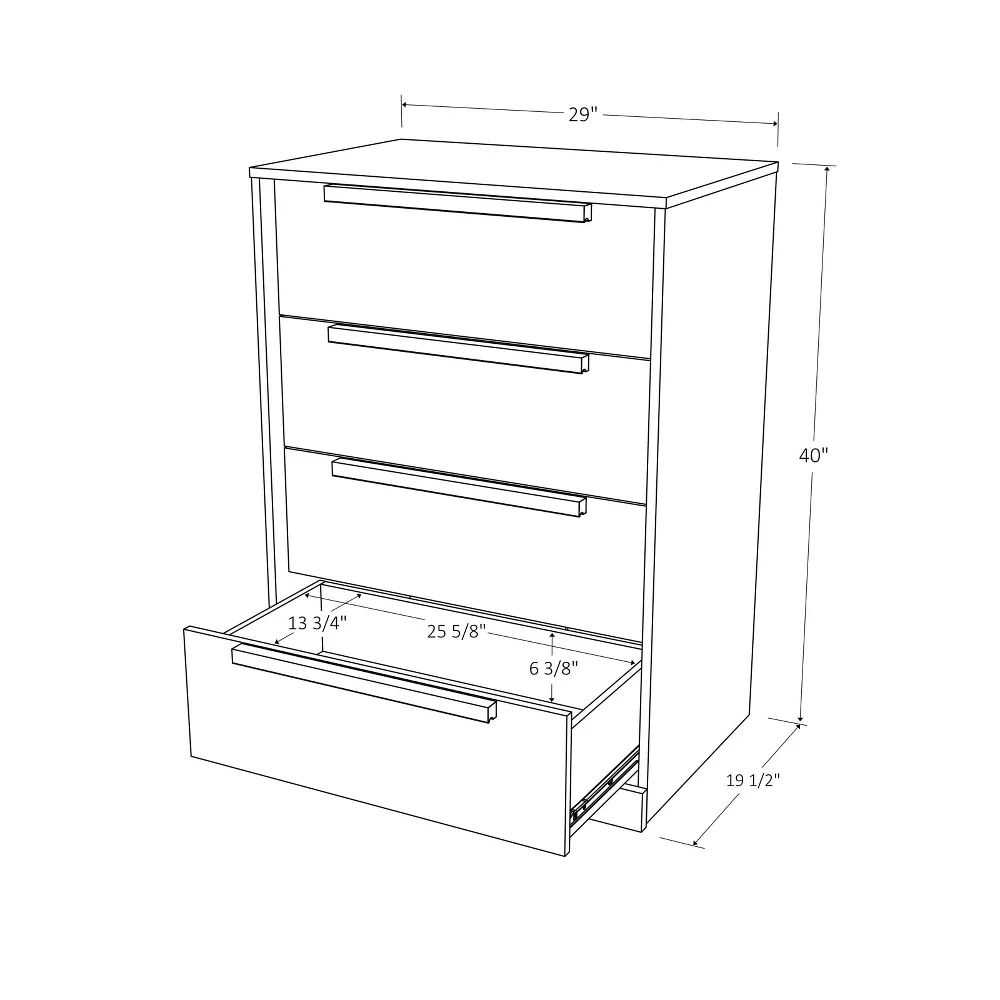 Modern 4 Drawer Dresser White
