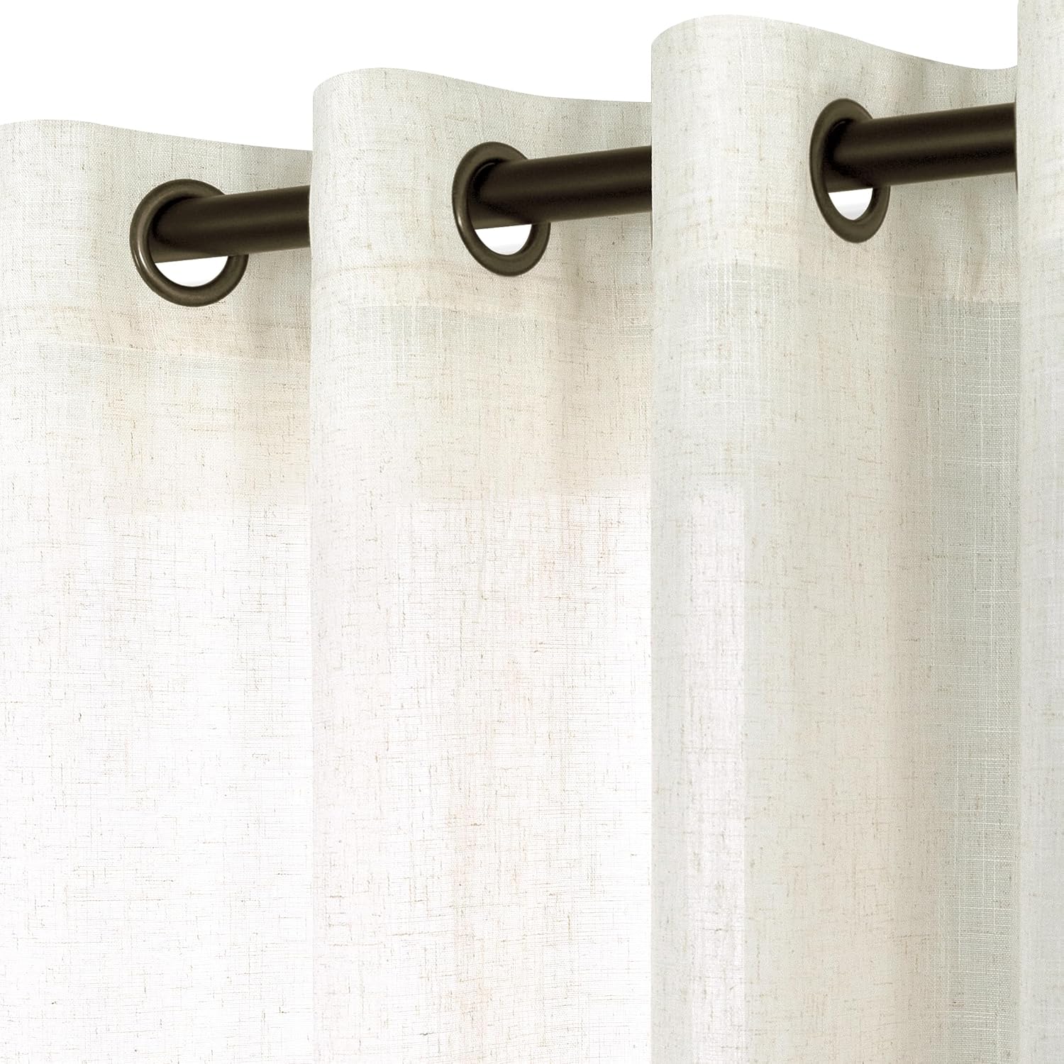 KOUFALL 108 Inches Extra Long Living Room Linen Curtains & Drapes,2 Panels Bronze Grommet Semi Sheer Light Filtering Tall Curtains for High Ceiling,108 Inch Length,Cream