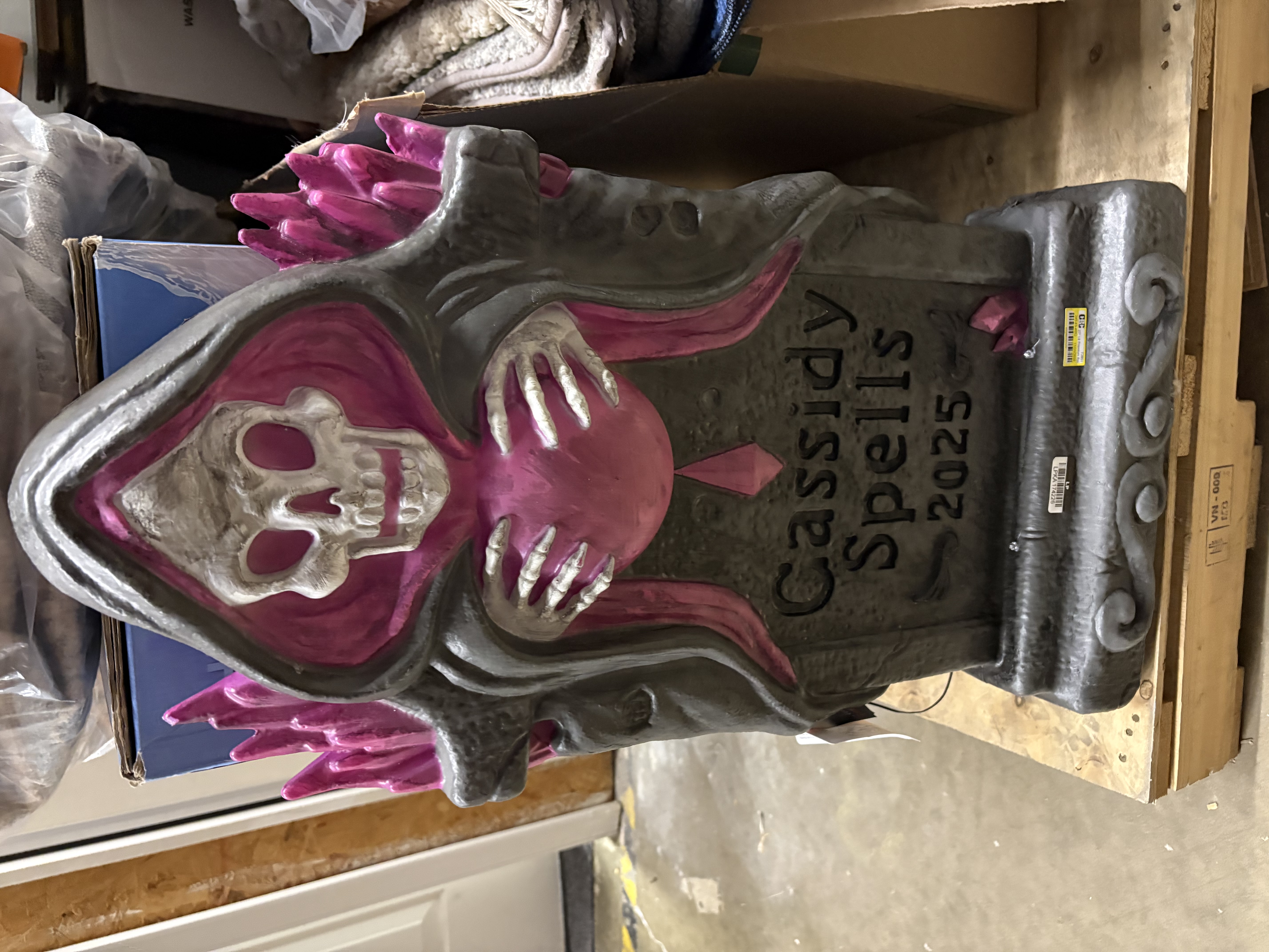 27" Lit Premium Reaper Tombstone Halloween Decorative Prop - Hyde and EEK! Boutique