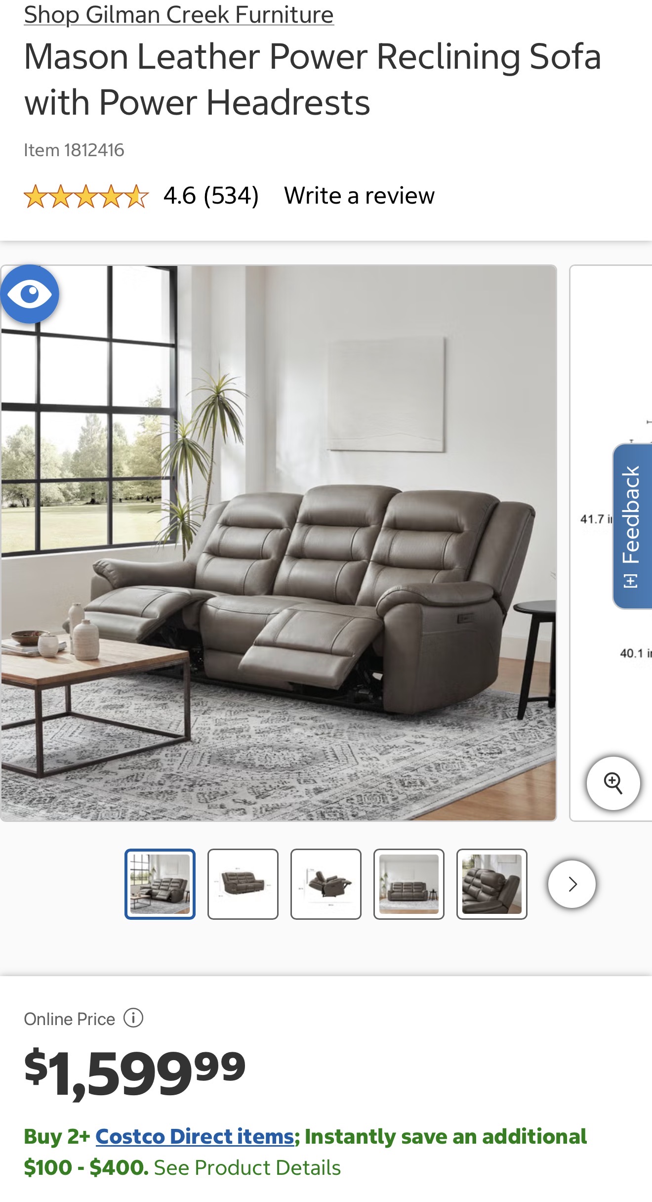Mason Leather Power Reclining Sofa with Power Headrests