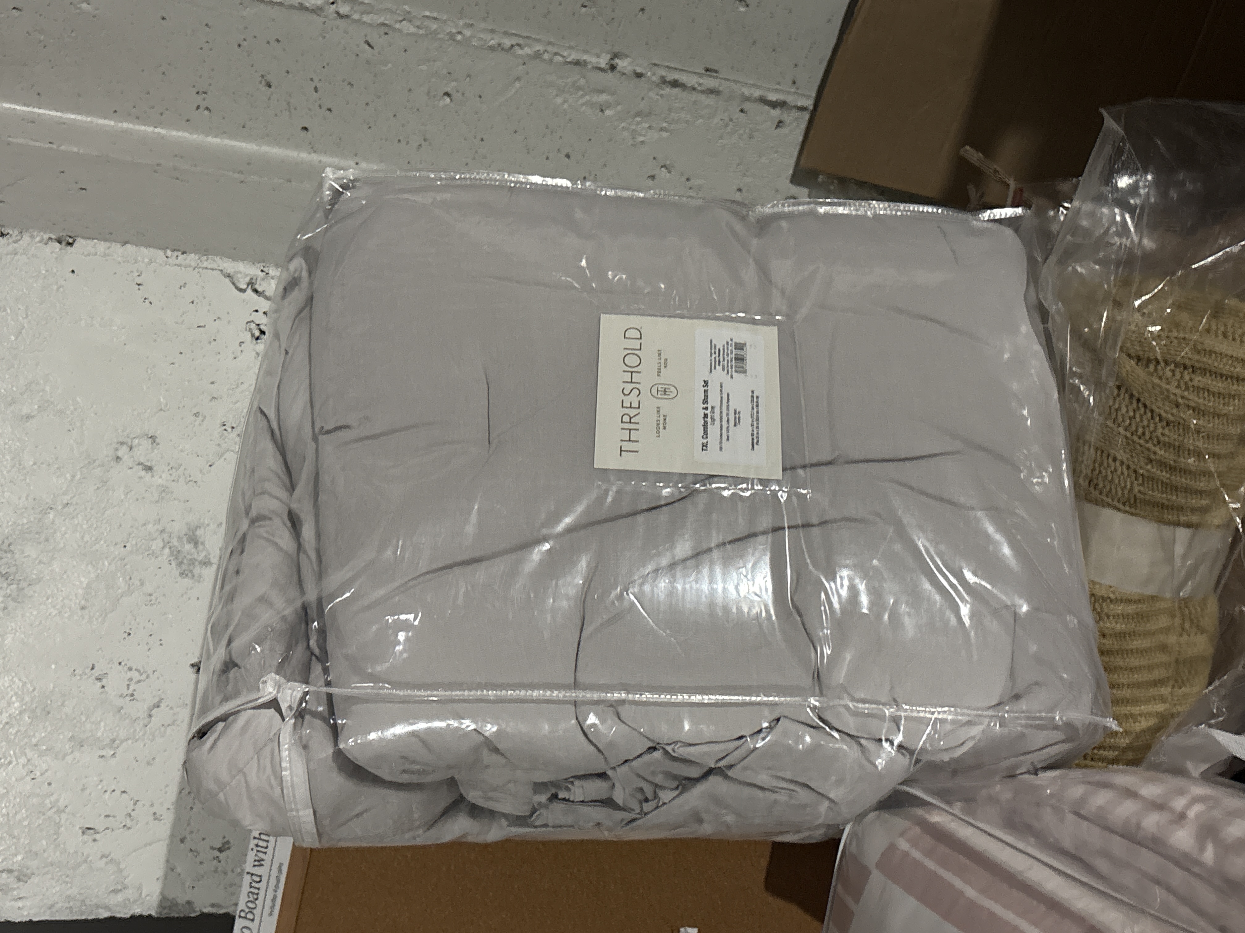 Twin/Twin Extra Long Washed Cotton Sateen Comforter and Sham Set Light Gray - Threshold: 250 Thread Count, OEKO-TEX Certified