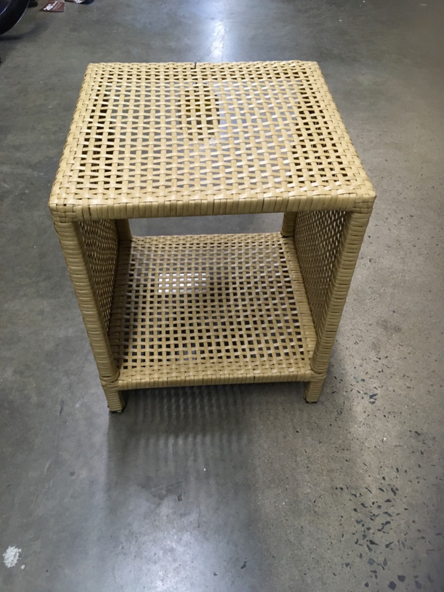 Threshold Square Weybridge Shelf Patio Accent Table Brown