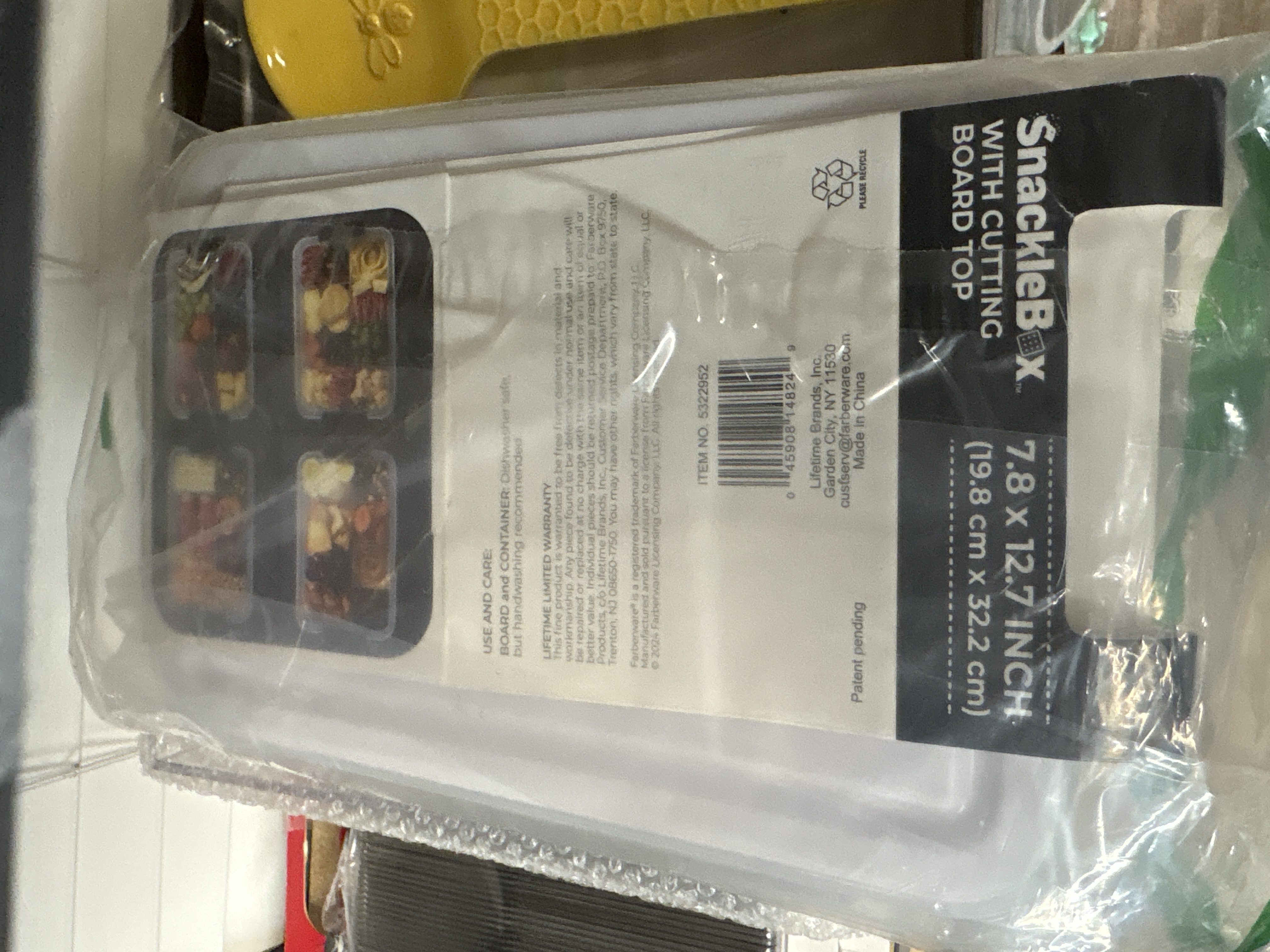 Farberware 7.8"x12.7" Snackle Box: Clear Plastic Food Storage Container With Locking Lid, Dishwasher-Safe, 170 Volume Capacity