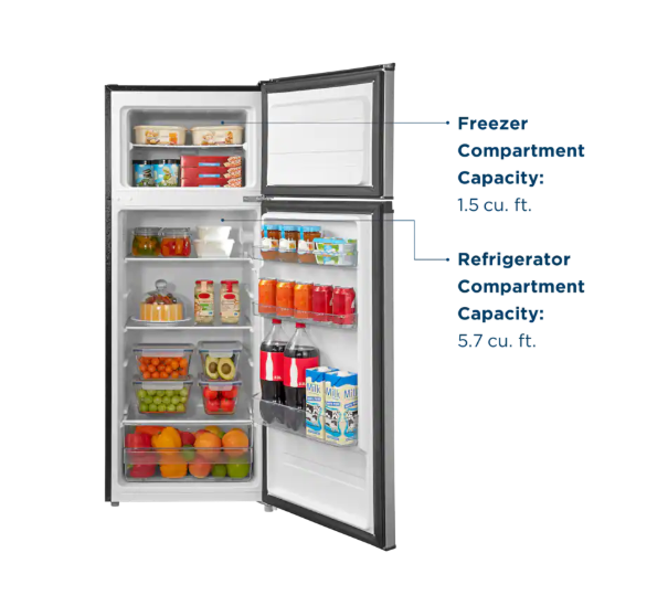 Insignia 7.2 Cu. Ft. Top-Freezer Refrigerator, Stainless Steel – NS-CF72TMSS