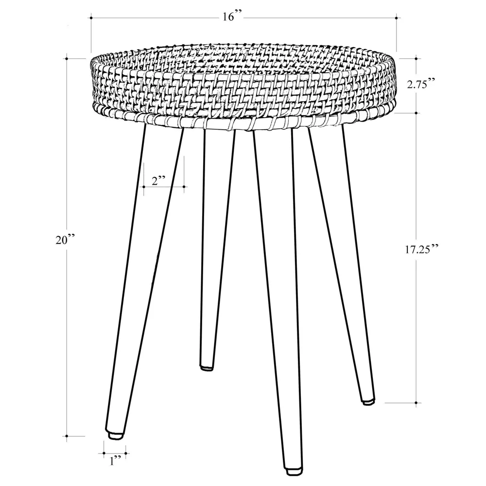 Round Natural Bamboo & Cane Rattan Side Table Natural Wood-  Assembly Required