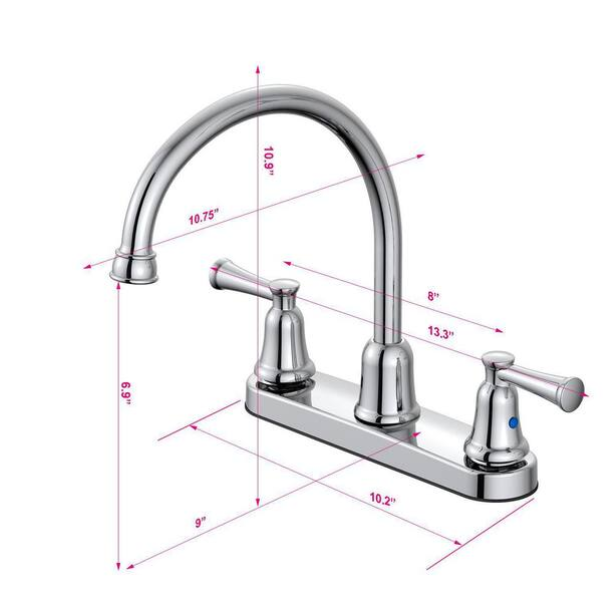 Glacier Bay Lisbon 2-Handle Standard High Arc Kitchen Faucet In Chrome