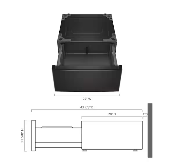LG 27" Laundry Pedestal Storage Drawer, Black Steel – WDP6B