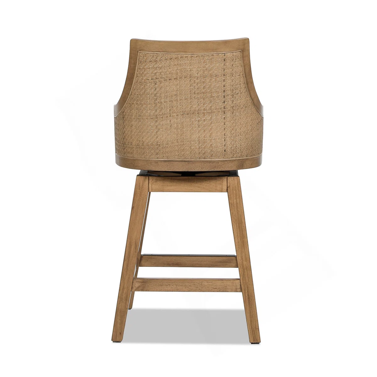 Bahama 26" Cane Rattan High-Back Swivel Counter Stool with Recessed Arms, Taupe Beige