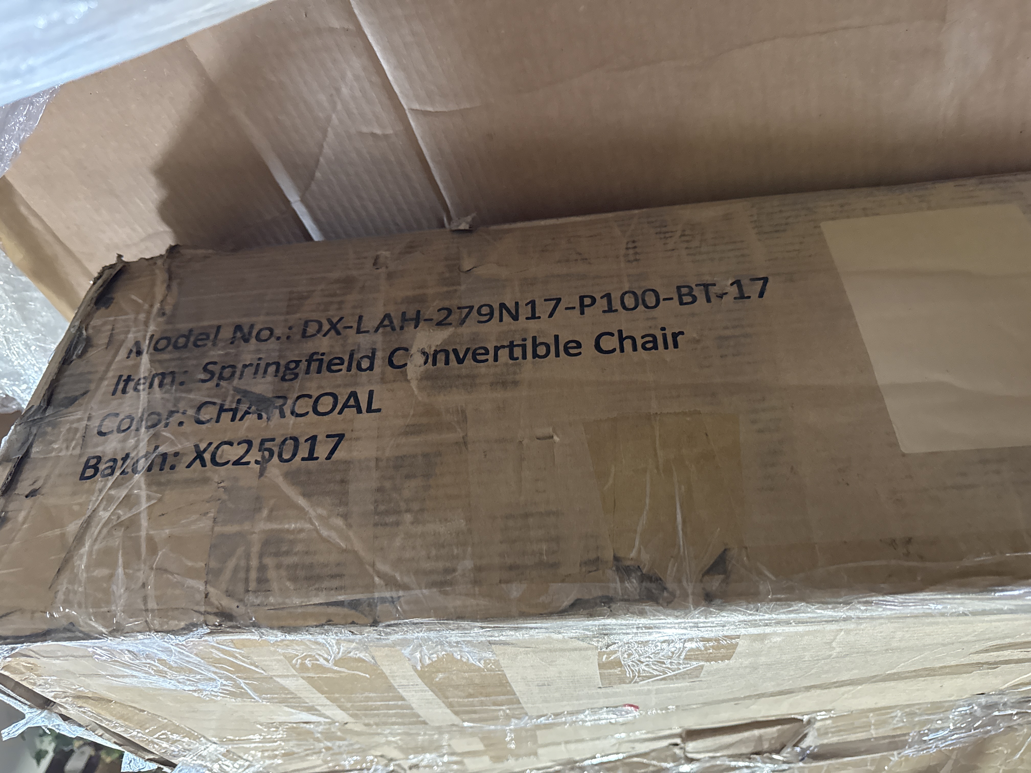 Springfield Convertible Chair Charcoal Model DX-LAH-279N17-P100-BT-17