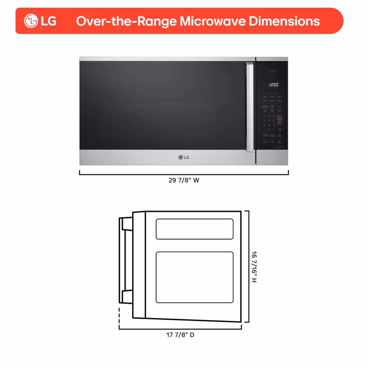 LG 1.8 Cu. Ft. Smart Over-the-Range Microwave with EasyClean – MVEM1825X