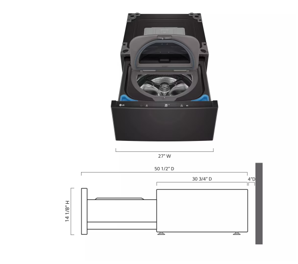 LG 27" SideKick Pedestal Washer, Black Steel – WD300CB