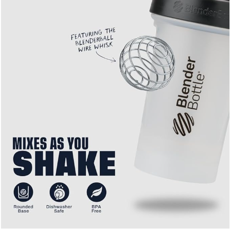 Blender Bottle 28 Oz Classic Black/white Bpa Free With Stainless Steel Blenderball