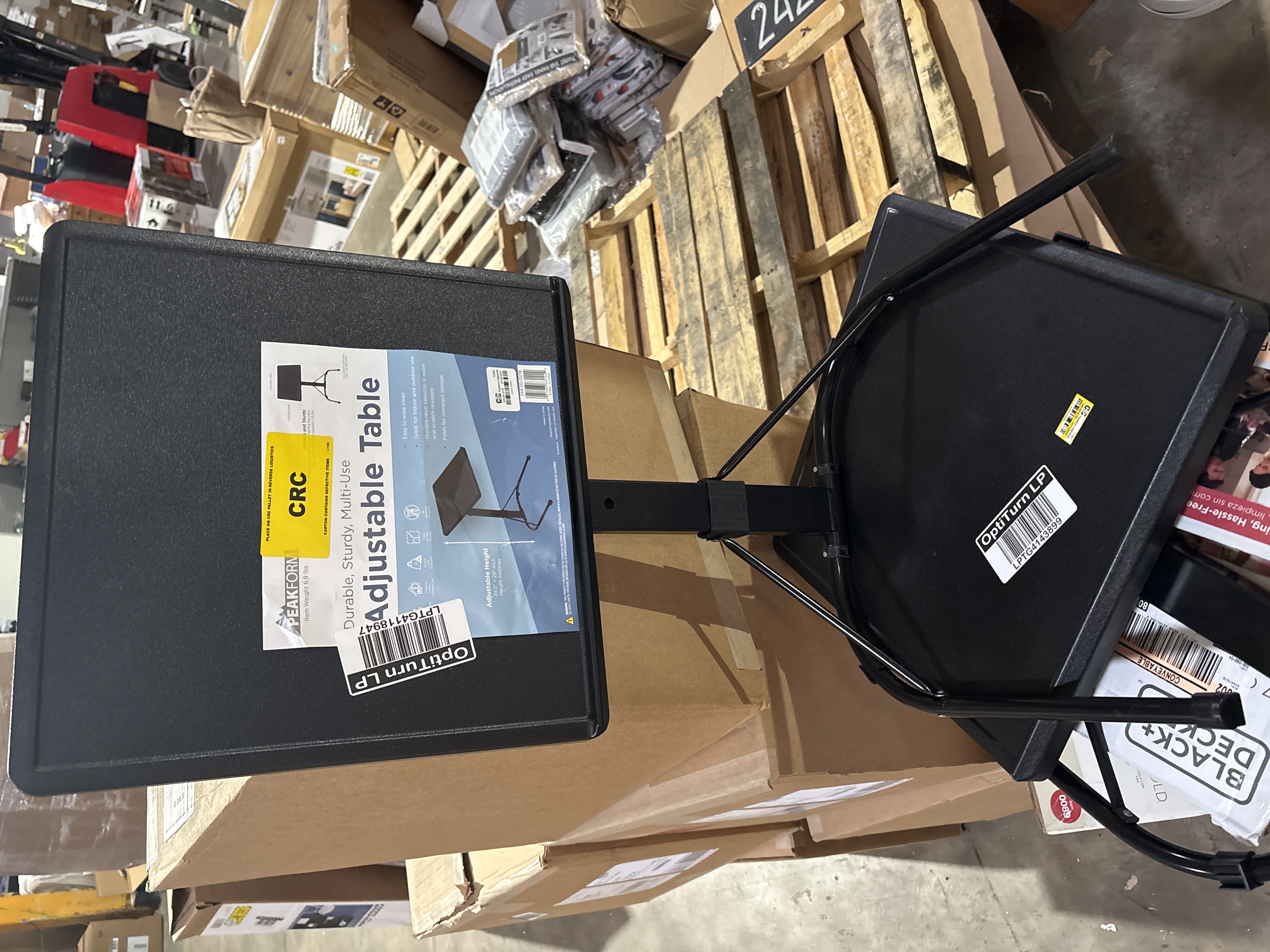 Adjustable Height Folding Tray Table Black