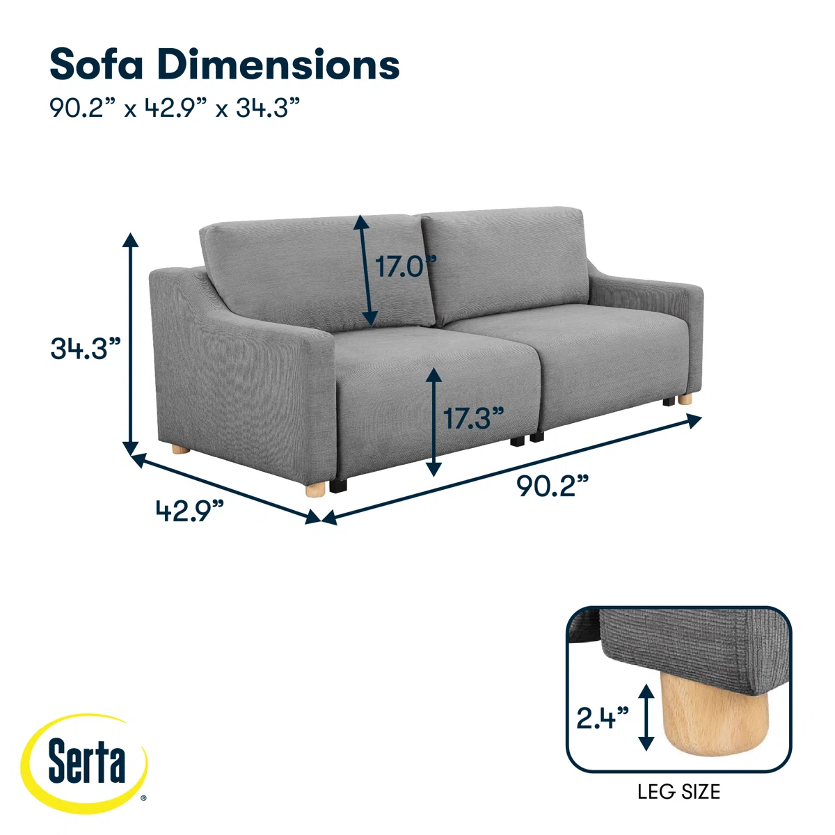 Serta Gabi 90.2" Upholstered Queen Size Convertible Sleeper Sofa