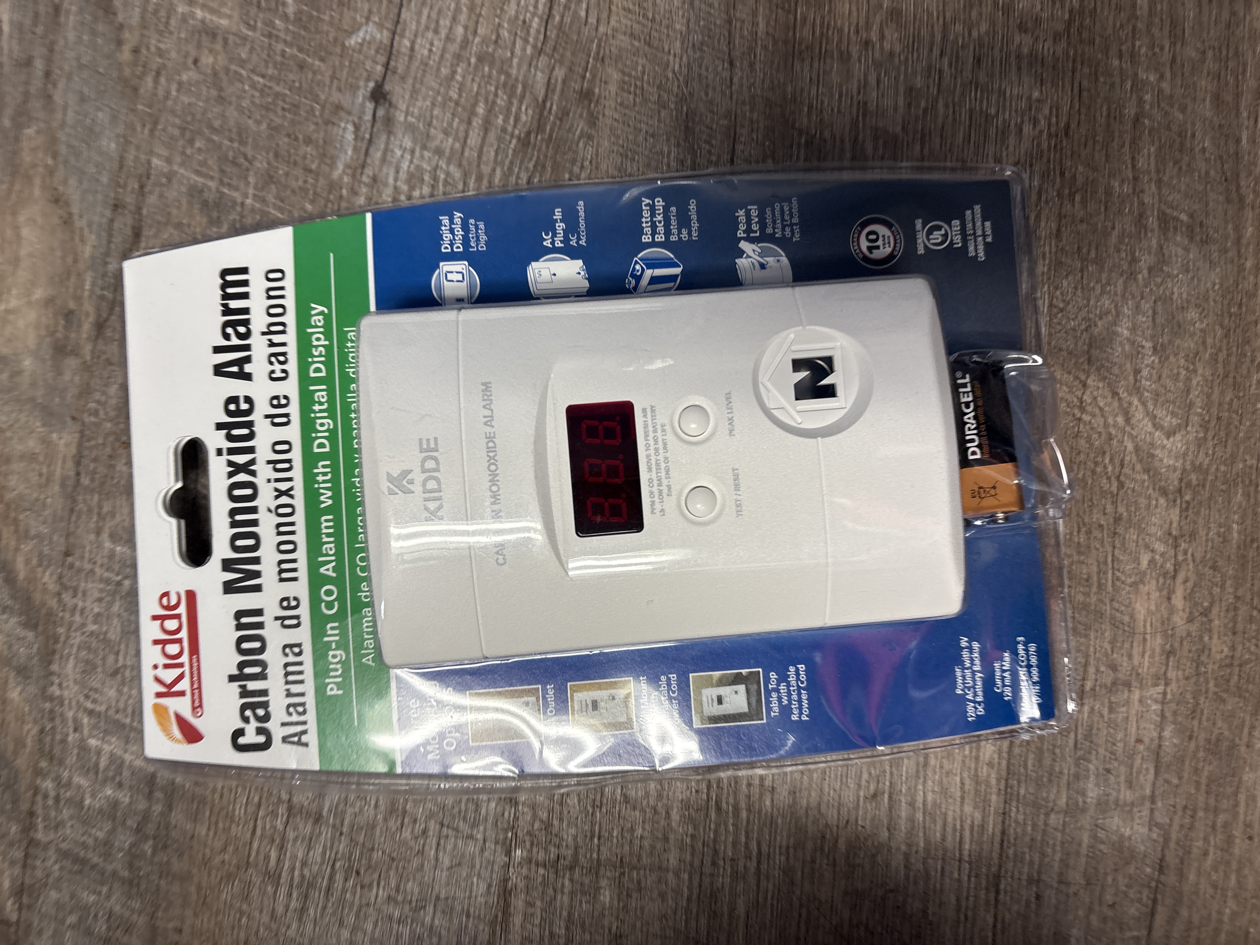Kidde Nighthawk Plug-In AC/DC Carbon Monoxide Alarm Detector With Digital Display KN-COPP-3