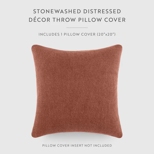 Becky Cameron 100% Cotton Slub Stonewashed Solid Throw Pillow Cover - Terracotta
