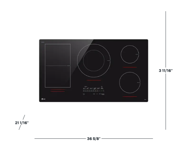 LG 36" Smart Induction Cooktop with UltraHeat 5.0kW Element, Black – CBIH3617BE