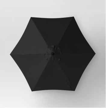 6' Round Outdoor Patio Market Umbrella Black with Black Pole - Room Essentials: With Carrying Bag, Push-Up Lift