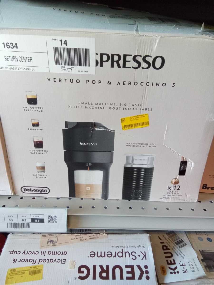 De Longhi Nespresso Vertuo Pop Coffee And Espresso Maker By With Milk Frother Piano Black
