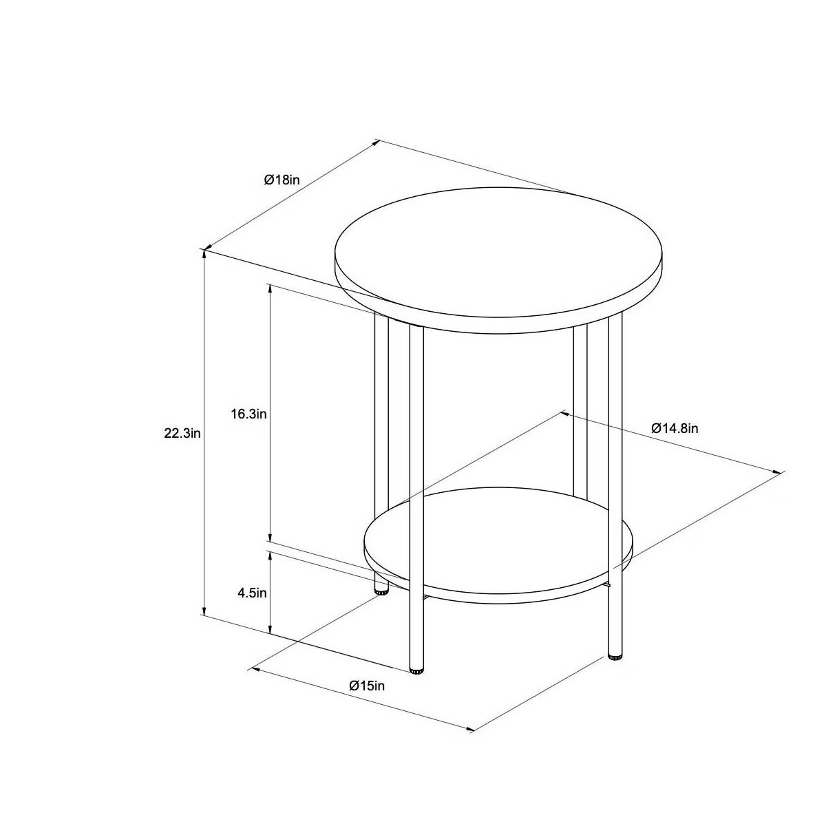 Room Essentials Wood And Metal Small Round Side Table