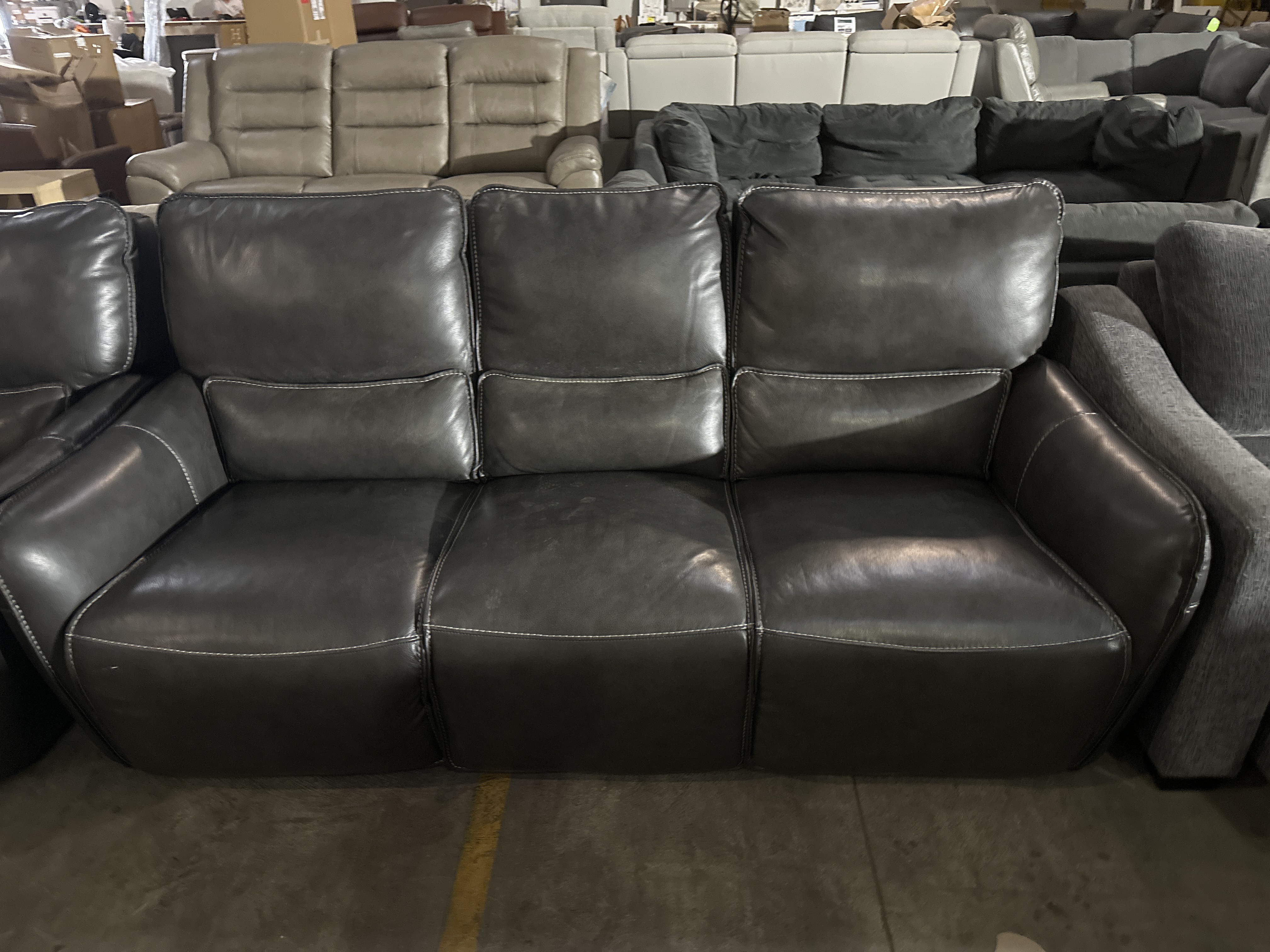 Wayton Leather Power Reclining Sofa with Power Headrest