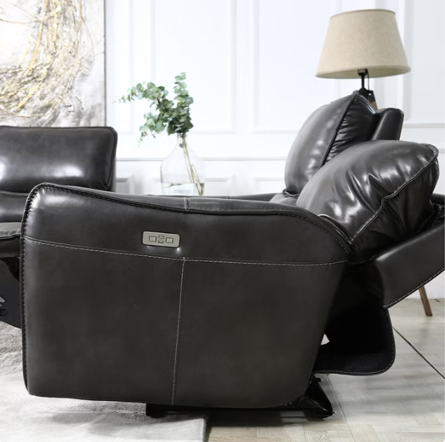 Wayton Leather Power Reclining Sofa with Power Headrest
