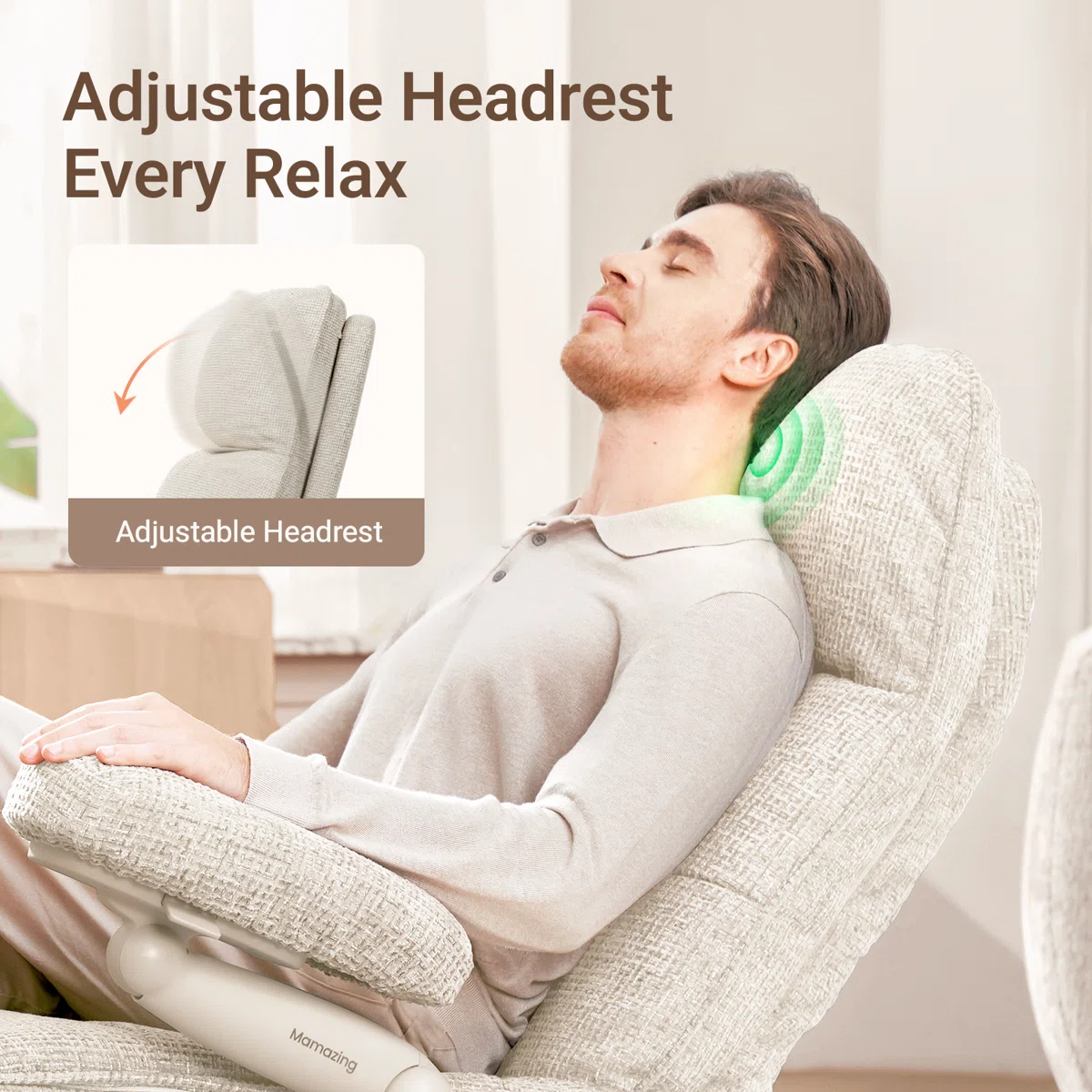 Lullacloud Manual Nursery Glider Chair With Multi Position Armrests And Adjustable Headrest - Beige