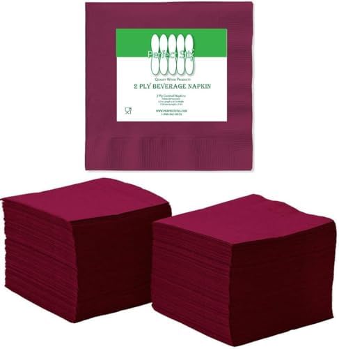 Perfectware 2 Ply Burgundy Beverage Napkins