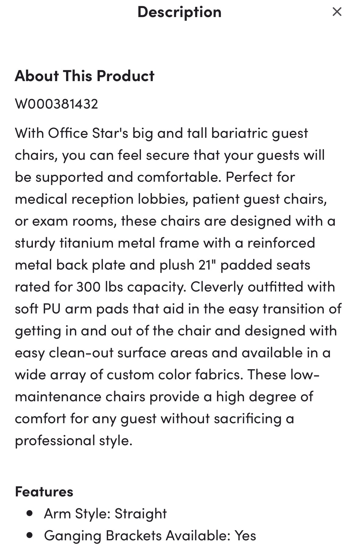 Pavi Vinyl Seat Waiting Room Chair with Metal Frame