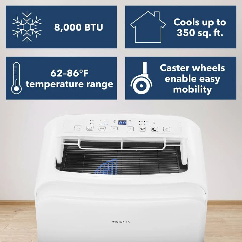Insignia 8,000 BTU Portable Air Conditioner, White – NS-AC08PWH1