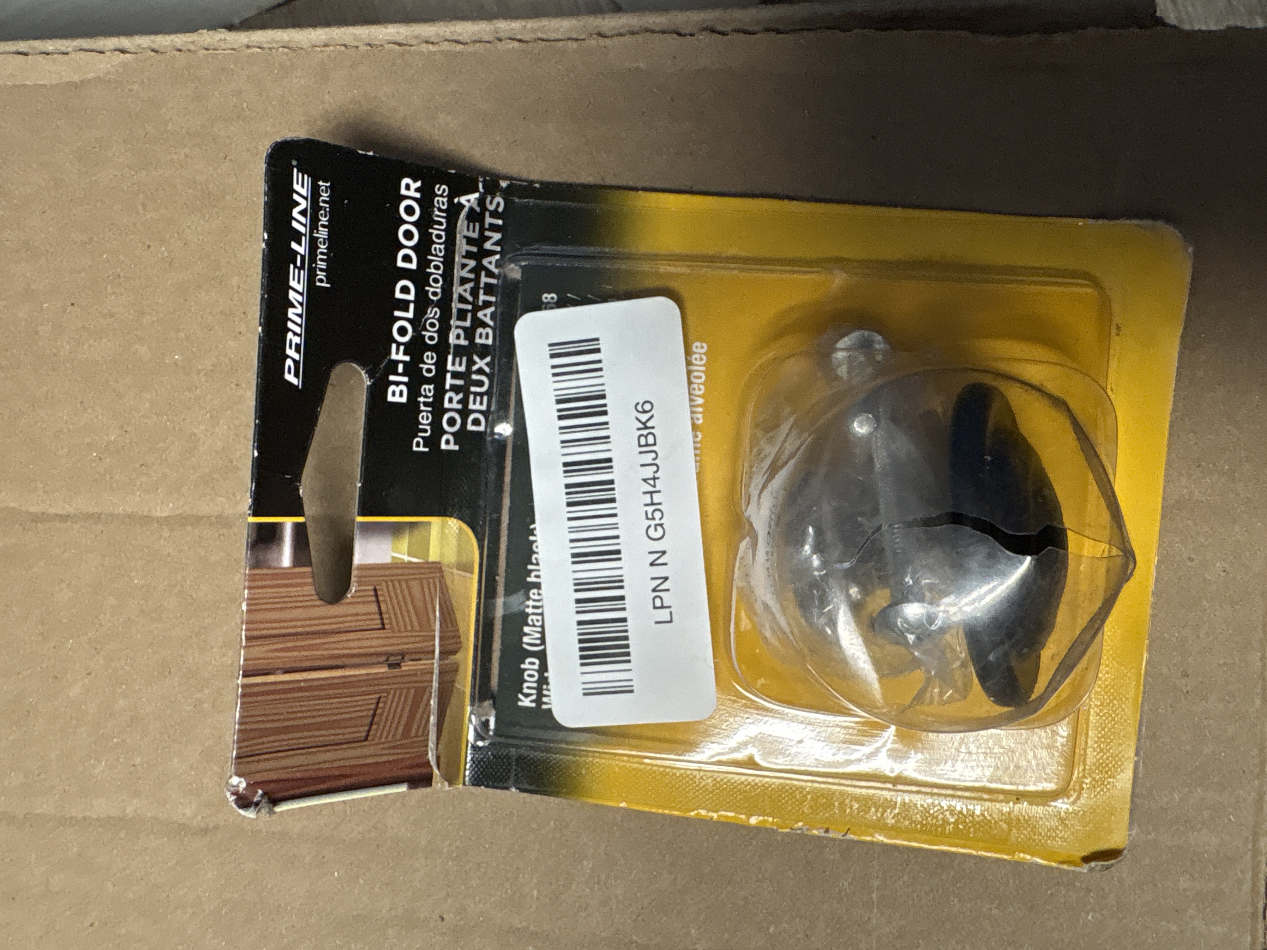 Prime-Line 1-3/4 In. Bi-fold Door Knobs, Matte Black Finish