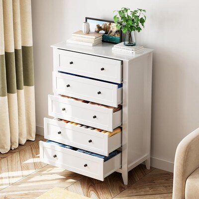 Garvee White 5 Drawer Dresser