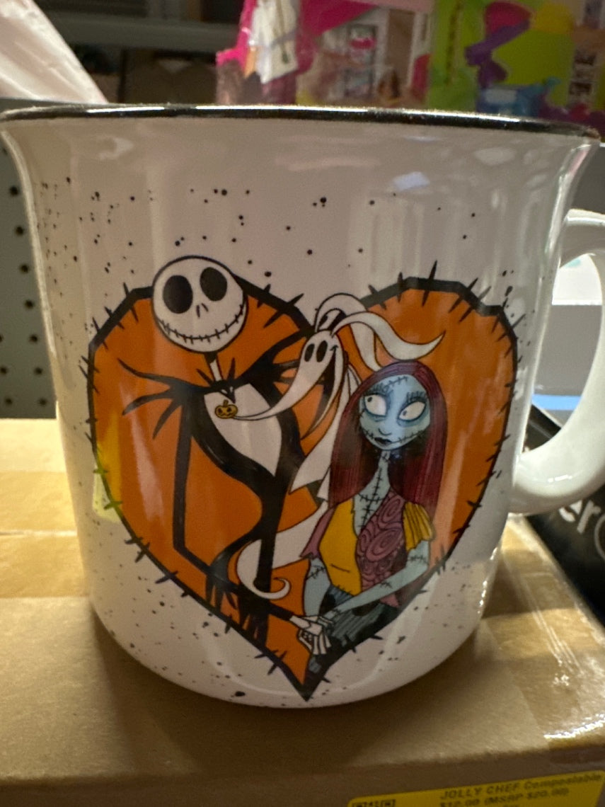 Silver Buffalo Disney The Nightmare Before Christmas Jack, Zero, And Sally 20-Ounce Camper Mug